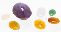 155 Carat Purple Star Ruby Cabochon Plus 6 Small Cabochons of Agate and Jade.