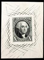 1847, 10Â¢ black, large die proof on white bond paper (Sc 2P1a)