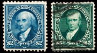 1895, $2 Bright Blue & $5 Dark Green (Sc 277-78)