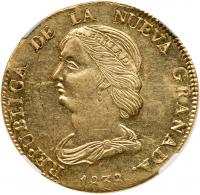 Republic of Nueva Granada (1837-1859). Gold 16 Pesos, 1838-RU