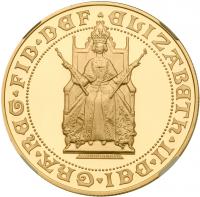 Elizabeth II (1952 -), Gold proof Five-Pounds 1989