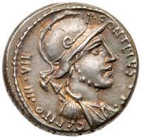 P. Fonteius P. f. Capito. Silver Denarius (4.09 g), 55 BC EF