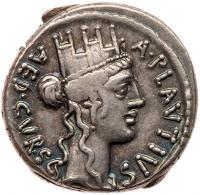 A. Plautius. Silver Denarius (4.01 g), 55 BC