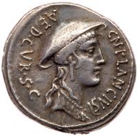 Cn. Plancius. Silver Denarius (3.62 g), 55 BC