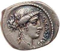 Q. Cassius Longinus. Silver Denarius (3.93 g), 55 BC