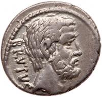 Q. Servilius Caepio Brutus. Silver Denarius (3.96 g), 54 BC