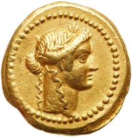 C. Vibius Varus. Gold Aureus (8.11 g), 42 BC
