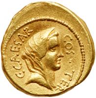 Julius Caesar. Gold Aureus (8.02 g), 46 BC