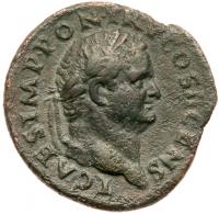 Titus. AE As (9.35 g) as Caesar, AD 69-79. Judaea Capta type. Choice VF