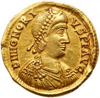 Honorius. Gold Solidus (4.44 g), AD 393-423