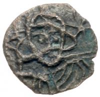 Leo III with Pope Gregory III. Silver 1/8 Siliqua (0.28 g), 731-741 EF