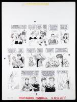 MAD Magazine: Full Suite of 5 Original Illustrated Panels: "The Lighter Side of High School Football" by 50 Year Veteran of MAD, - 2