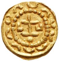 Merovingians, Uncertain. Gold Tremissis (1.27 g), ca. 575-650 Mint State - 2