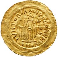 Lombards. Pseudo-Imperial issue. Gold Tremissis (1.49 g), 568-774 Choice VF - 2