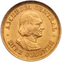 Gold 10 Colones, 1897 - 2