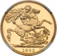 Victoria (1837-1901), Gold Proof Two-Pounds, 1893 - 2