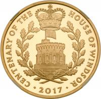 Elizabeth II (1952 -), Gold proof Crown of Five Pounds, 2017 - 2