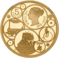 Elizabeth II (1952 -), Gold proof Crown of Five Pounds, 2019 - 2