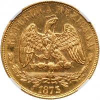 Gold 20 Pesos, 1873 3 over 1-Go S - 2