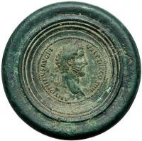 Antoninus Pius, with Marcus Aurelius, as Caesar. Ã Medallion 67 mm. (176 g), AD 138-161