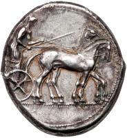 Katane/Catana. Silver Tetradrachm (17.26 g), 450-440 BC EF