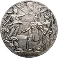 edal. Silver. 70 mm. By Daniel Dupuis. On the Laying of the Cornerstone of the Pont Alexandre III in Paris, 1900.