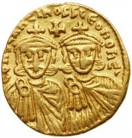 Constantine V Copronymus, with Leo IV. Gold Solidus (4.37 g), 741-775