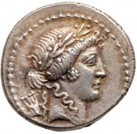 P. Clodius M.f. Turrinus. Silver Denarius (3.79 g), 42 BC