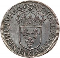 France. Ecu, 1648-K (Bordeaux) PCGS About Unc - 2