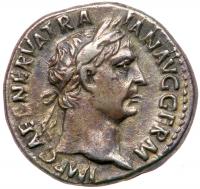 Trajan, AD 98-117. Silver Denarius (3g) VF