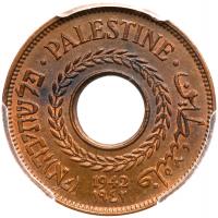 Palestine. 5 Mils, 1942 PCGS MS64 BR