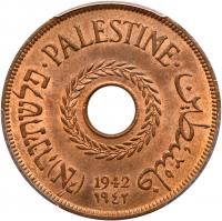 Palestine. 20 Mils, 1942 PCGS MS64 RB