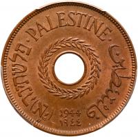 Palestine. 20 Mils, 1944 PCGS MS63 BR