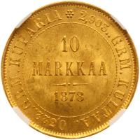 Finland. 10 Markkaa, 1878-S NGC MS63 - 2