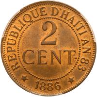 Haiti. 2 Cemtimes, 1886-A PCGS MS64 - 2