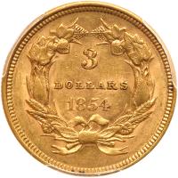 1854 $3 Gold PCGS AU58 - 2