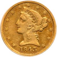 1843-D $5 Liberty. Sm D PCGS VF30