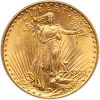 1908 $20 St. Gaudens. No Motto PCGS MS66