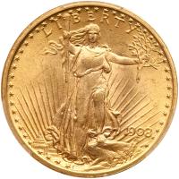 1908 $20 St. Gaudens. No Motto PCGS MS65