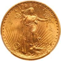 1914-S $20 St. Gaudens PCGS MS65