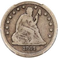 1864-S Liberty Seated 25C PCGS VG10