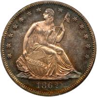 1862 Liberty Seated 50C PCGS Proof 64