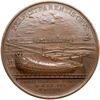 Bronze. 64.7 mm. By T. Ivanov. Opening of the Naval Dockyard in KronÂ­stadt, 1752. - 2