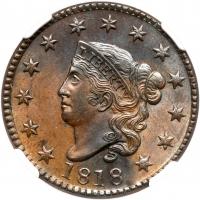 1818 N-6 R1 NGC graded MS62 Brown