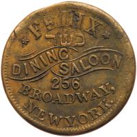 1863 US Civil War Store Card Token, Felix Dining Saloon, Fuld NY 630W-2b R6 VF30 - 2