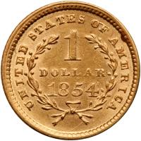 1854 $1 Gold Liberty PCGS AU58 - 2