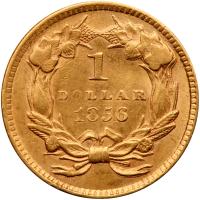 1856 $1 Gold Indian. Slanting 5 PCGS AU55 - 2