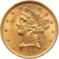 1900 $5 Liberty PCGS MS63