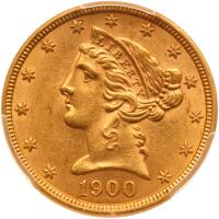 1900 $5 Liberty PCGS MS62