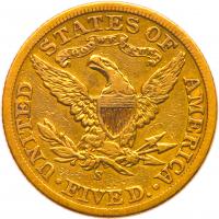 1904-S $5 Liberty Sharpness of Fine - 2